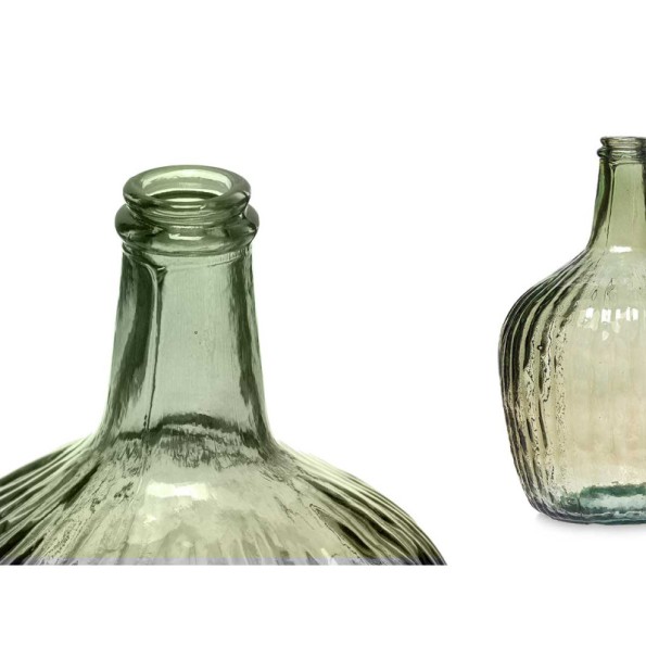 BOTELLA DECORATIVA VIDRIO RAYADA 4L VERDE