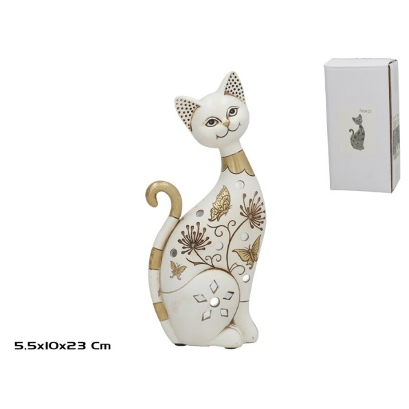 GATO PIE GOLDRIN 10X5.5X23CM BLANCO