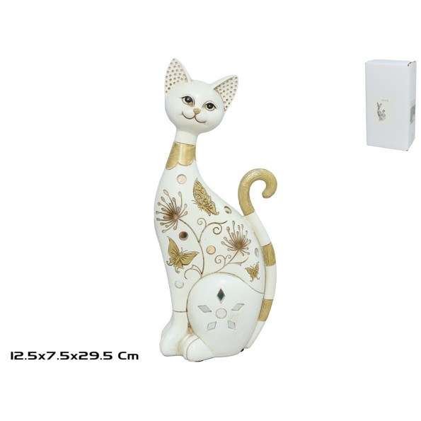GATO PIE GOLDRIN 12.5X7.5X29.5CM BLANCO