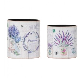 PAPELERA SET 2 LIENZO 31,5X22,5X35,3 LAVANDA