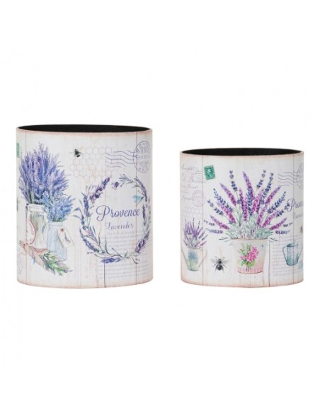 PAPELERA SET 2 LIENZO 31,5X22,5X35,3 LAVANDA