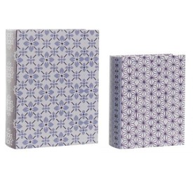 CAJA LIBRO SET 2 LIENZO MADERA 20X8X26 AZUL