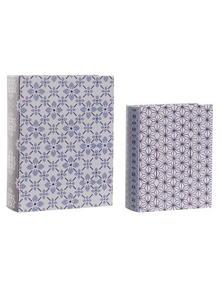 CAJA LIBRO SET 2 LIENZO MADERA 20X8X26 AZUL