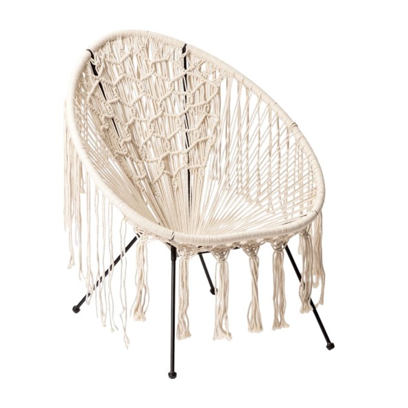 SILLA HIERRO ALGODON 73X73X92 FLECOS TRENZADO