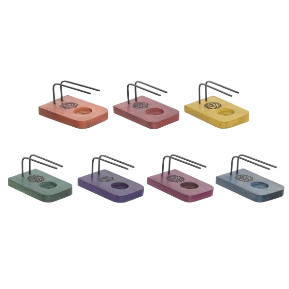 SOPORTE INCIENSO MANGO 9X13X7 7 CHAKRAS 7 SURT.
