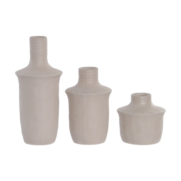 JARRON SET 3 GRES 10,7X10,7X24 RUGOSO CRUDO