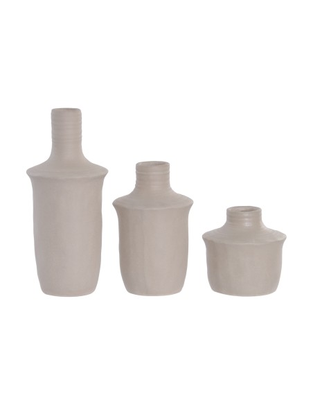 JARRON SET 3 GRES 10,7X10,7X24 RUGOSO CRUDO