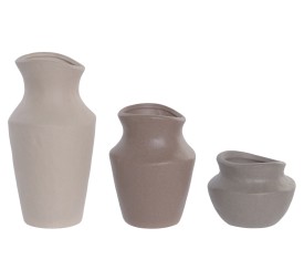 JARRON SET 3 GRES 11X11X21,8 ORGANICO CRUDO