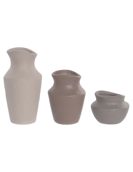 JARRON SET 3 GRES 11X11X21,8 ORGANICO CRUDO
