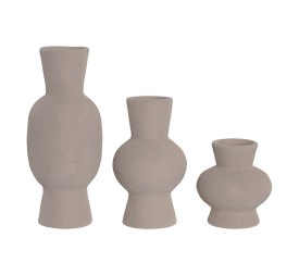 JARRON SET 3 GRES 10X10X24 RUGOSO MARRON CLARO