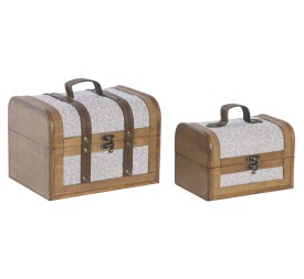 CAJA SET 2 MADERA POLIESTER 23X17X16 BAUL