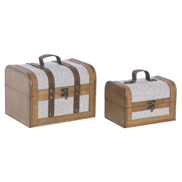 CAJA SET 2 MADERA POLIESTER 23X17X16 BAUL