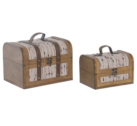 CAJA SET 2 MADERA POLIESTER 23X17X16 BAUL (0827)