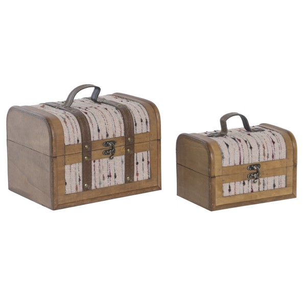 CAJA SET 2 MADERA POLIESTER 23X17X16 BAUL (0827)