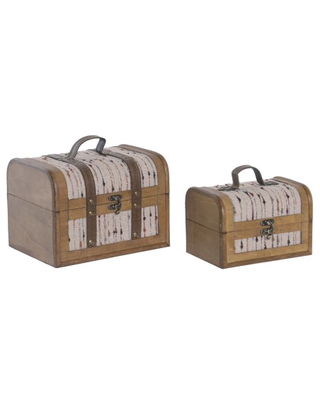 CAJA SET 2 MADERA POLIESTER 23X17X16 BAUL (0827)