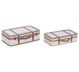 BAUL SET 2 MADERA POLIESTER 62X36X18 BORREGUITO