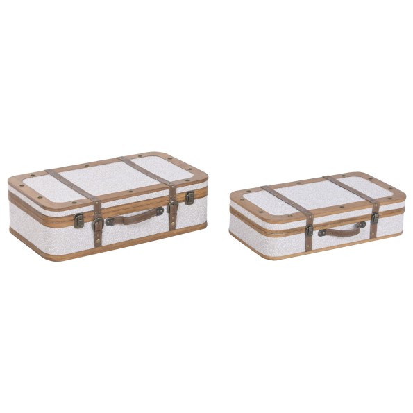 BAUL SET 2 MADERA POLIESTER 62X36X18 BORREGUITO