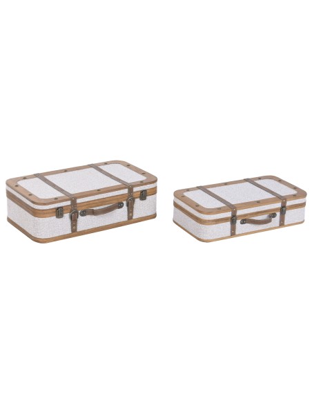 BAUL SET 2 MADERA POLIESTER 62X36X18 BORREGUITO