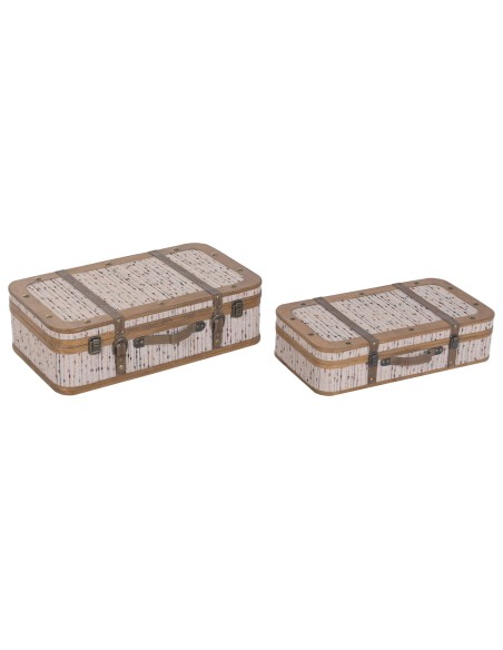 BAUL SET 2 MADERA POLIESTER 62X36X18 MULTICOLOR
