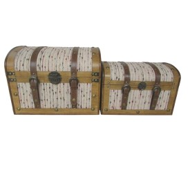 BAUL SET 2 MADERA POLIESTER 40X32X30 MULTICOLOR