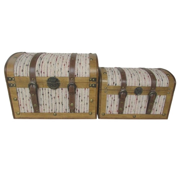 BAUL SET 2 MADERA POLIESTER 40X32X30 MULTICOLOR