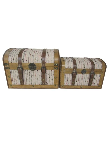 BAUL SET 2 MADERA POLIESTER 40X32X30 MULTICOLOR