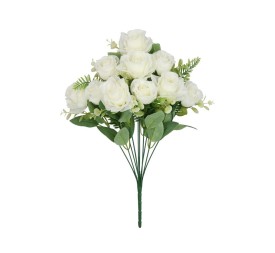 RAMO ROSAS-CAPULLOS X 10 - 46CM (BLANCO)