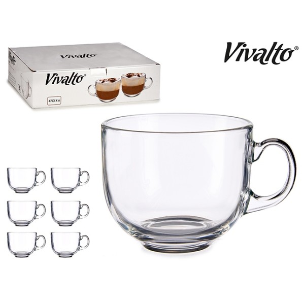 TAZON DESAYUNO CRISTAL CON ASA JUMBO (1Unid)