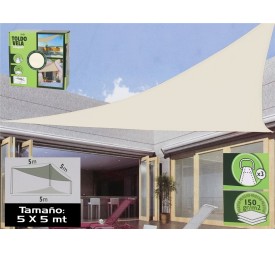 TOLDO VELA TRIANGULAR 5X5X5M BEIGE