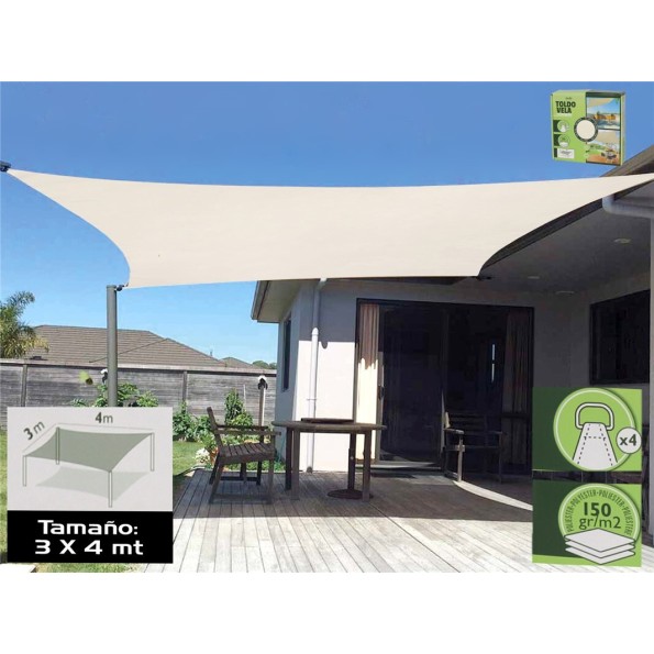 TOLDO VELA RECT. 3X4M BEIGE