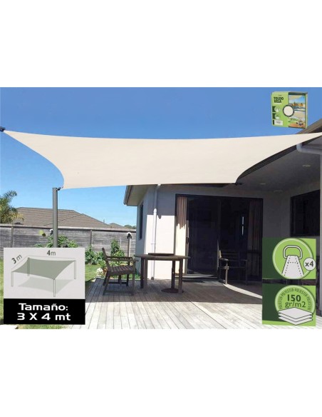 TOLDO VELA RECT. 3X4M BEIGE