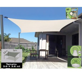 TOLDO VELA CUADRADO 3,6X3,6M BEIGE