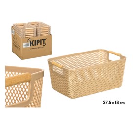 CESTA PLASTICO ASA BAMBU BEIGE 27,5X18CM