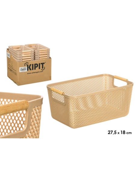 CESTA PLASTICO ASA BAMBU BEIGE 27,5X18CM