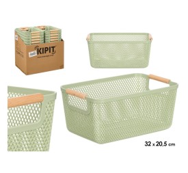 CESTA PLASTICO ASA BAMBU VERDE 32X20,5CM