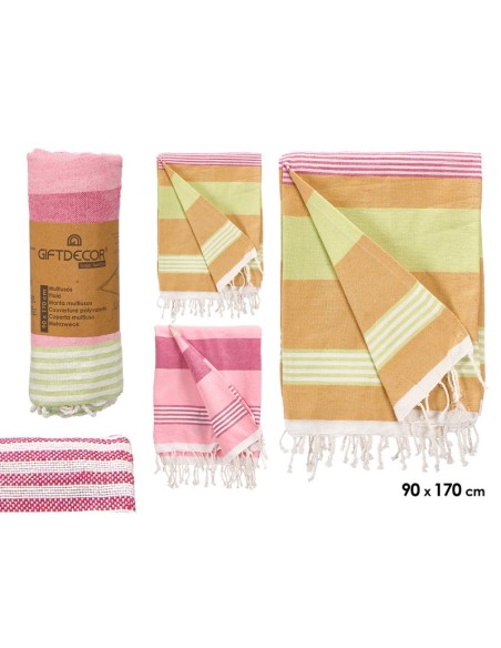 MULTIUSOS RAYAS SURT 2 COLORES MARRON ROSA 90 CM