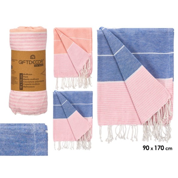 MULTIUSOS RAYAS SURT 2 COLORES ROSA AZUL 90 CM