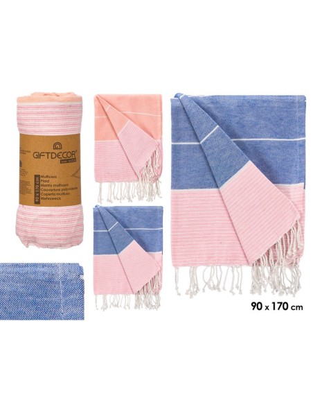 MULTIUSOS RAYAS SURT 2 COLORES ROSA AZUL 90 CM