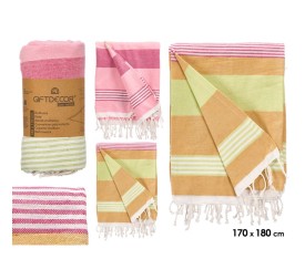 MULTIUSOS RAYAS SURT 2 COLORES MARRON ROSA 180 CM