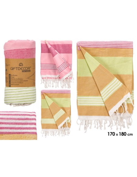 MULTIUSOS RAYAS SURT 2 COLORES MARRON ROSA 180 CM