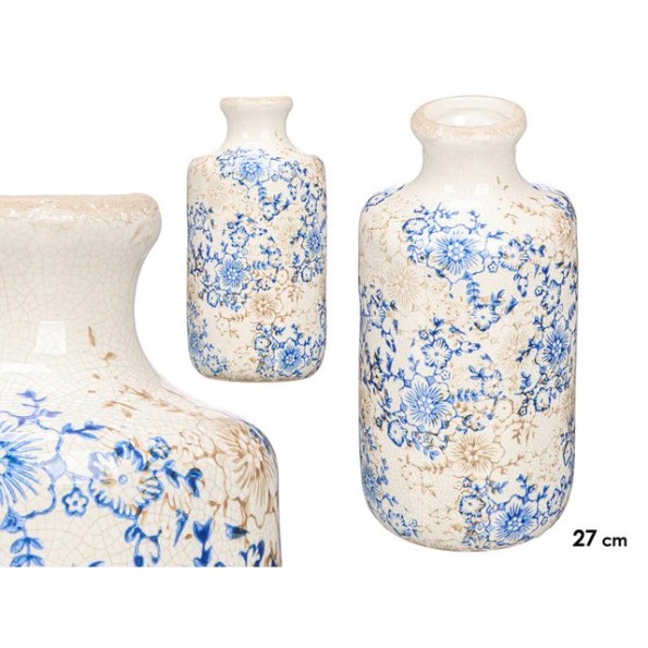 JARRON NONNA BOTELLA AZUL BEIGE 27CM