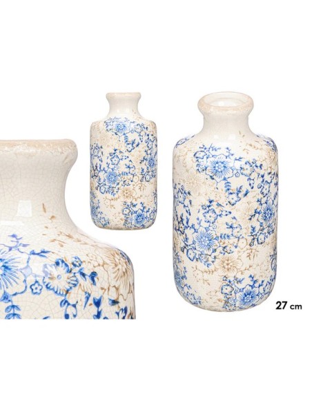 JARRON NONNA BOTELLA AZUL BEIGE 27CM