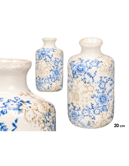 JARRON NONNA BOTELLA AZUL BEIGE 20,5CM