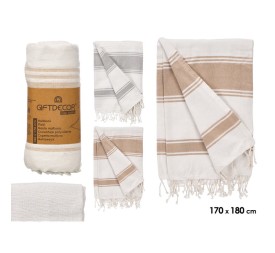 MULTIUSOS RAYAS SURT 2 COLORES BEIGE GRIS 180CM