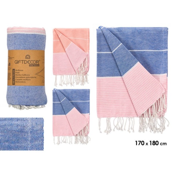 MULTIUSOS RAYAS SURT 3 COLORES ROSA AZUL 180 CM