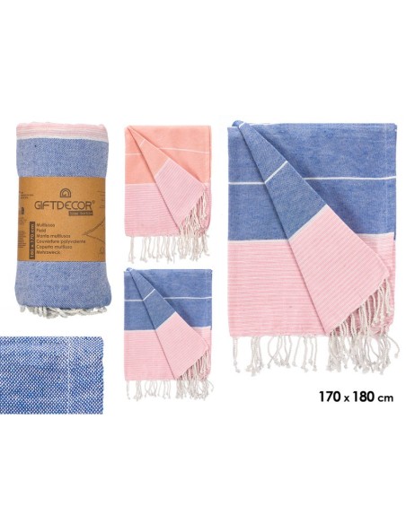MULTIUSOS RAYAS SURT 3 COLORES ROSA AZUL 180 CM
