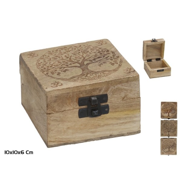 CAJA MADERA DECORADA 10X10X6 CM 3 SURT. GAURI