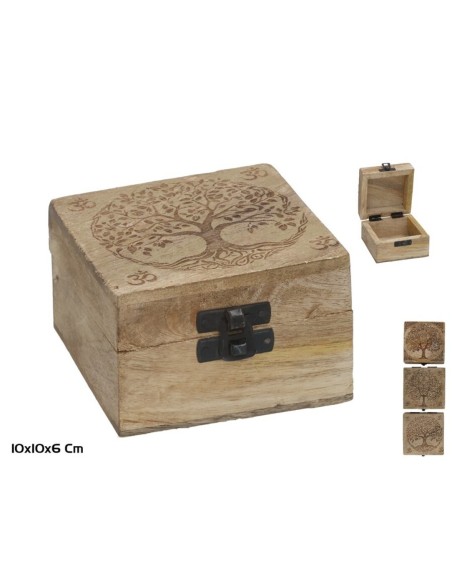 CAJA MADERA DECORADA 10X10X6 CM 3 SURT. GAURI