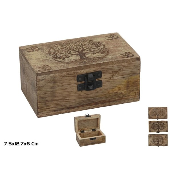 CAJA MADERA DECORADA 7,5X12,7X6 CM 3 SURT. HEMA