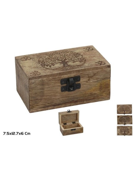 CAJA MADERA DECORADA 7,5X12,7X6 CM 3 SURT. HEMA